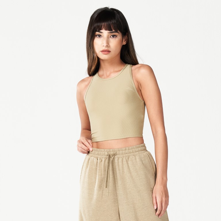 Code Ribbed Crop Tank - Sand